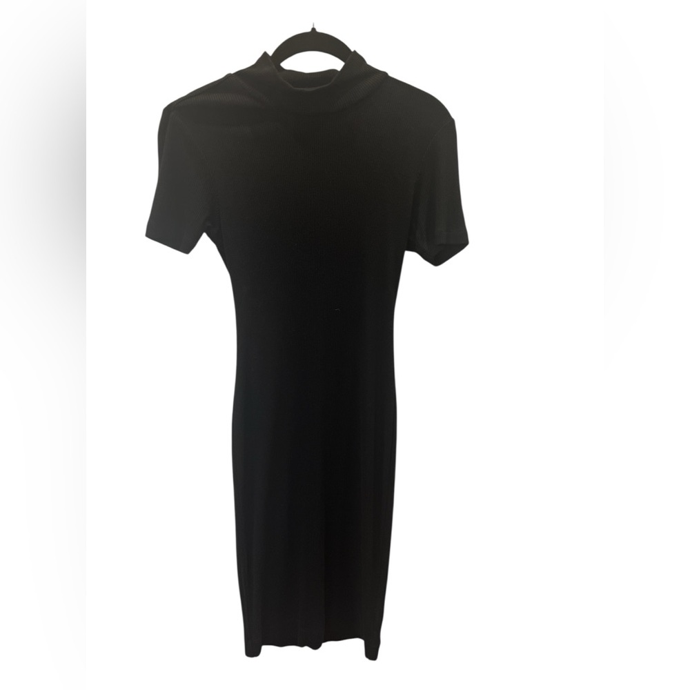 L’AGENCE Black Ribbed Bodycon Midi Dress size S